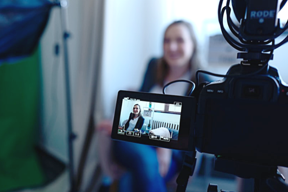 person being recorded on a camera