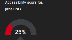 Close-up of red indicator with file name and 25% score