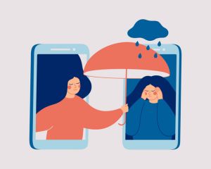 Person being comforted over the phone